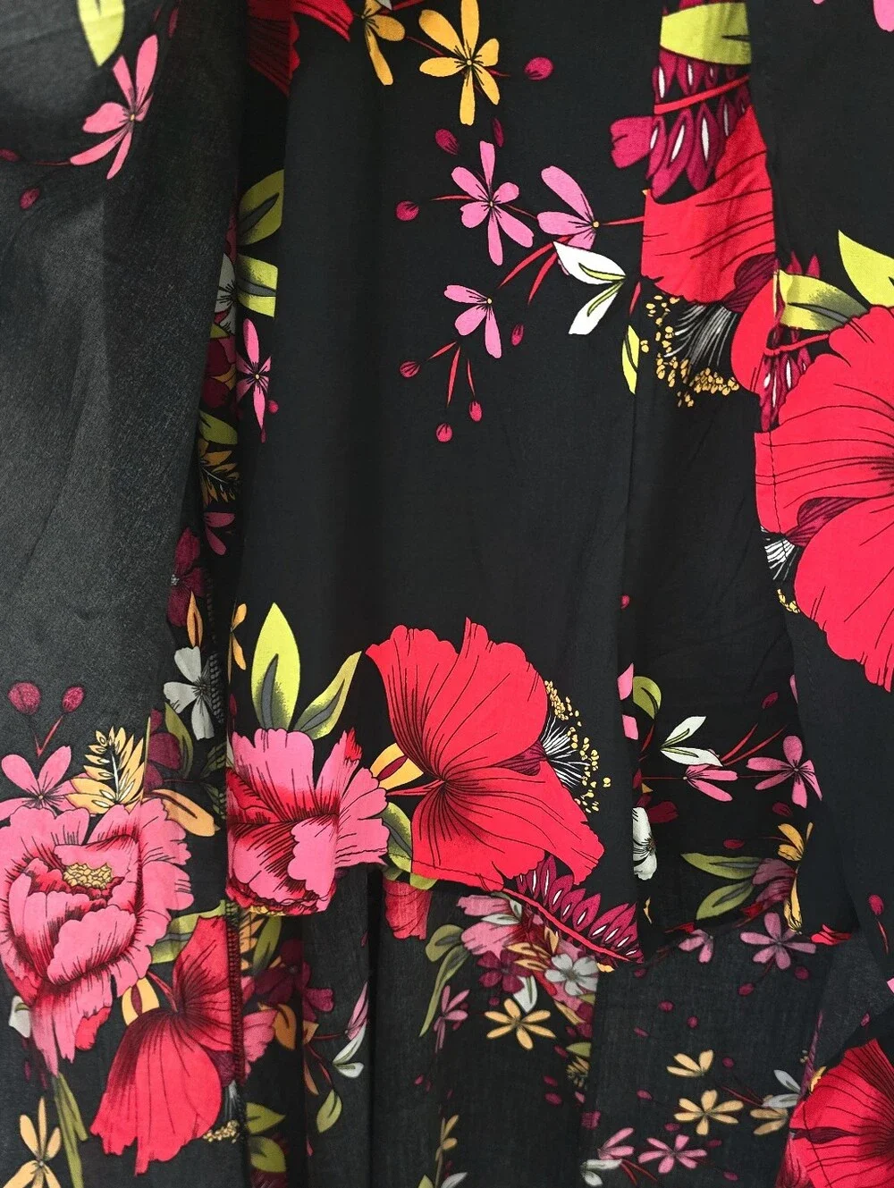 Kormei Black Floral Romper Dress Large